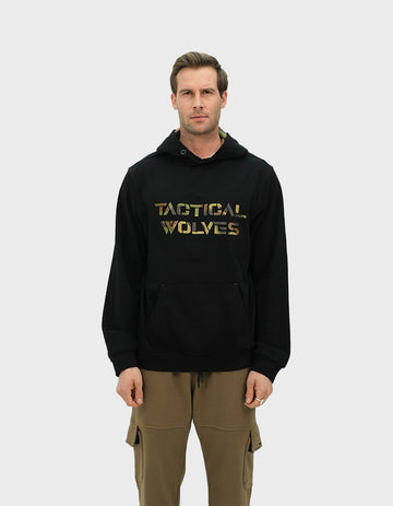 Tactical Wolves Oversize Yeşil Kamuflaj Hoodie Siyah