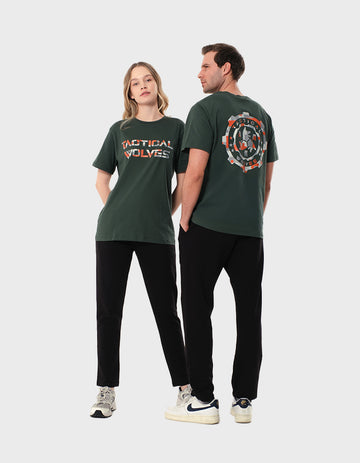 Tactical Wolves Oversize Digi Baskı Tshirt Yeşil