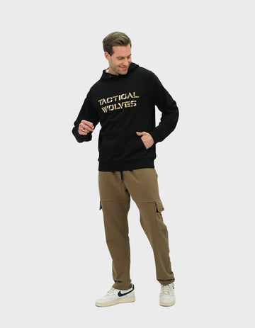 Tactical Wolves Oversize Woodland Baskı Hoodie