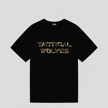 Tactical Wolves Yeşil Kamuflaj Baskılı Siyah Oversize T-shirt