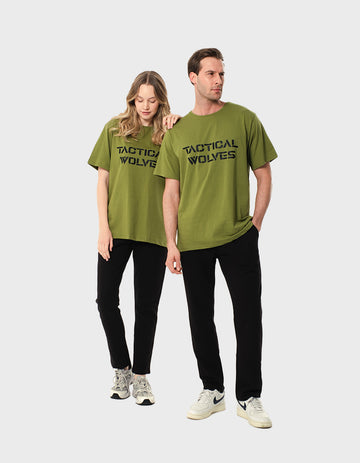Tactical Wolves Siyah Baskılı Oversize T-Shirt