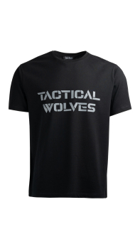 Tactical Wolves Oversize Gri Baskılı Tshırt Siyah - 1