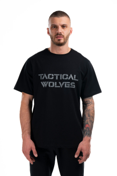 Tactical Wolves Oversize Gri Baskılı Tshırt Siyah - 5