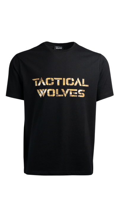 Tactical Wolves Oversize Sarı Kamuflaj Baskılı Tshirt Siyah - 1