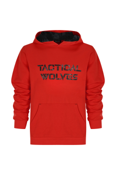 Tactical Wolves Oversize Siyah Baskı Hoodie Kırmızı - 1