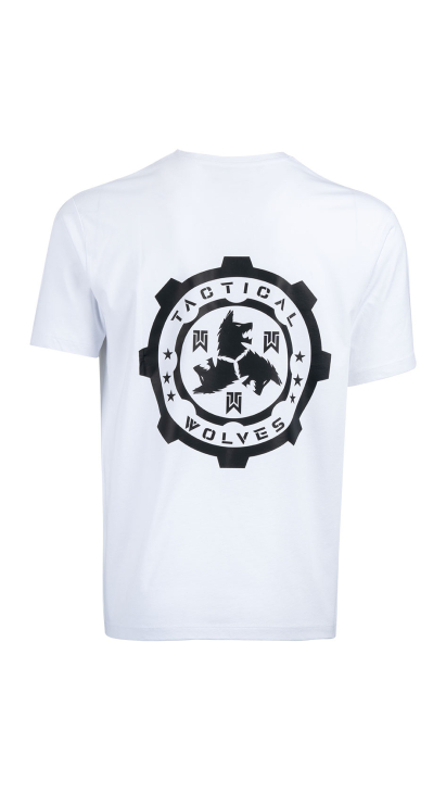 Tactical Wolves Oversize Siyah Baskılı Tshirt Beyaz - 2