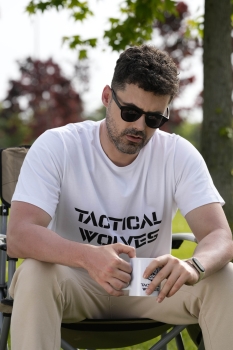 Tactical Wolves Oversize Siyah Baskılı Tshirt Beyaz - 3