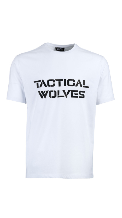 Tactical Wolves Oversize Siyah Baskılı Tshirt Beyaz - 1