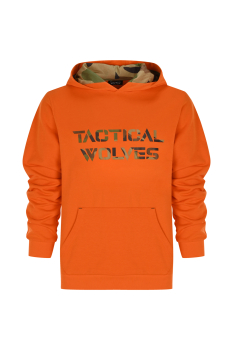 Tactical Wolves Oversize Woodland Kamo Baskı Hoodie Turuncu - 1