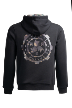 Tactical Wolves Oversize Haki Kamuflaj Baskılı Hoodie Siyah - 2