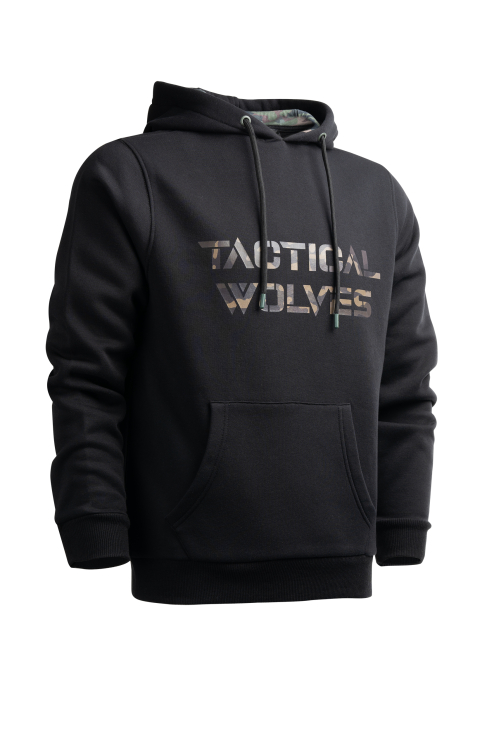 Tactical Wolves Oversize Haki Kamuflaj Baskılı Hoodie Siyah - 3